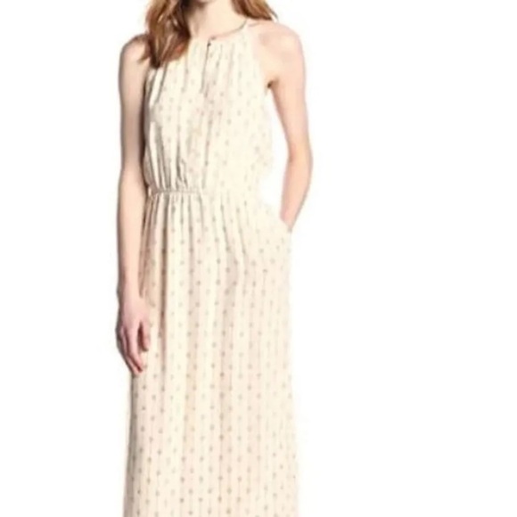 Lucky Brand NWT Small Silk Print Halter Maxi Dress Keyhole Lightweight Summer - Picture 4 of 13